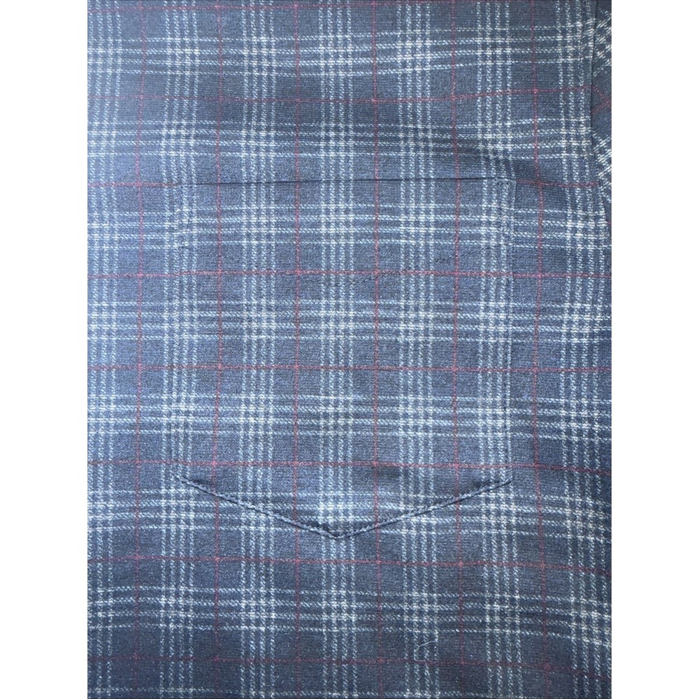 Age of Wisdom Flannel Shirt‎ Men Med Blue Plaid Flap Pocket Metal Button Shacket - Picture 7 of 12